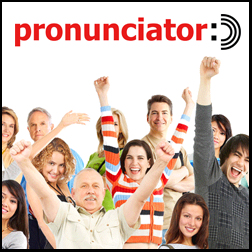 heading 'pronunciator' and eleven adults